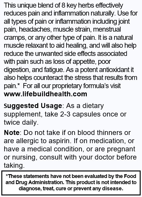 Information Panel Pain and Inflammation Support Formula